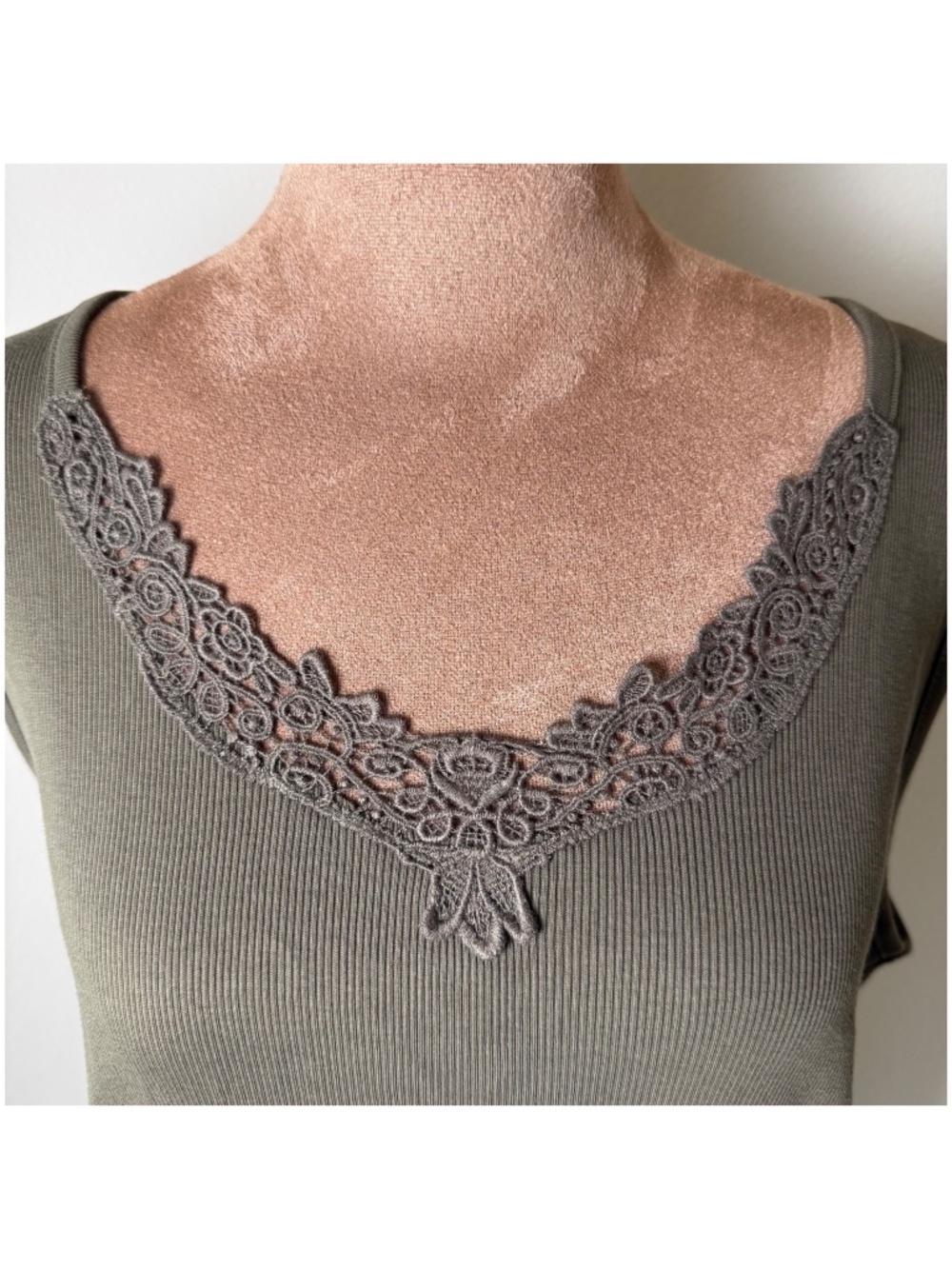 Vintage Lauren Ralph Lauren Ribbed Crochet Tank Top Womens 1X Green Shirt LRL